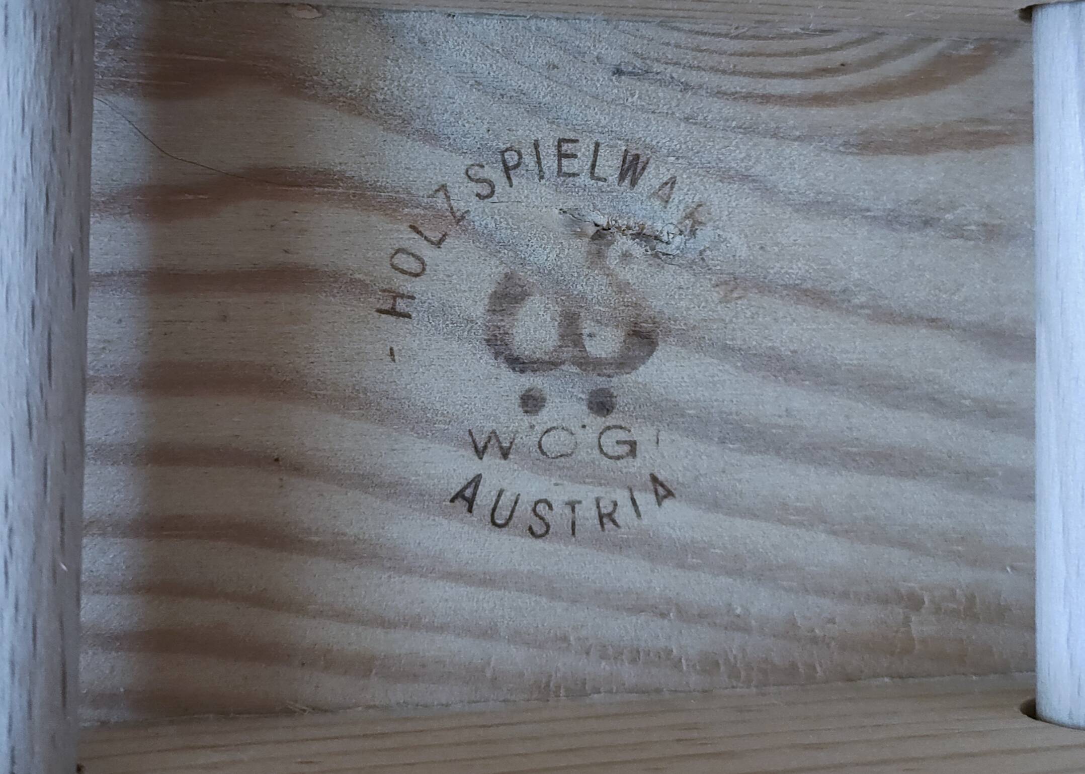 Large wooden train stamped Wog Austria