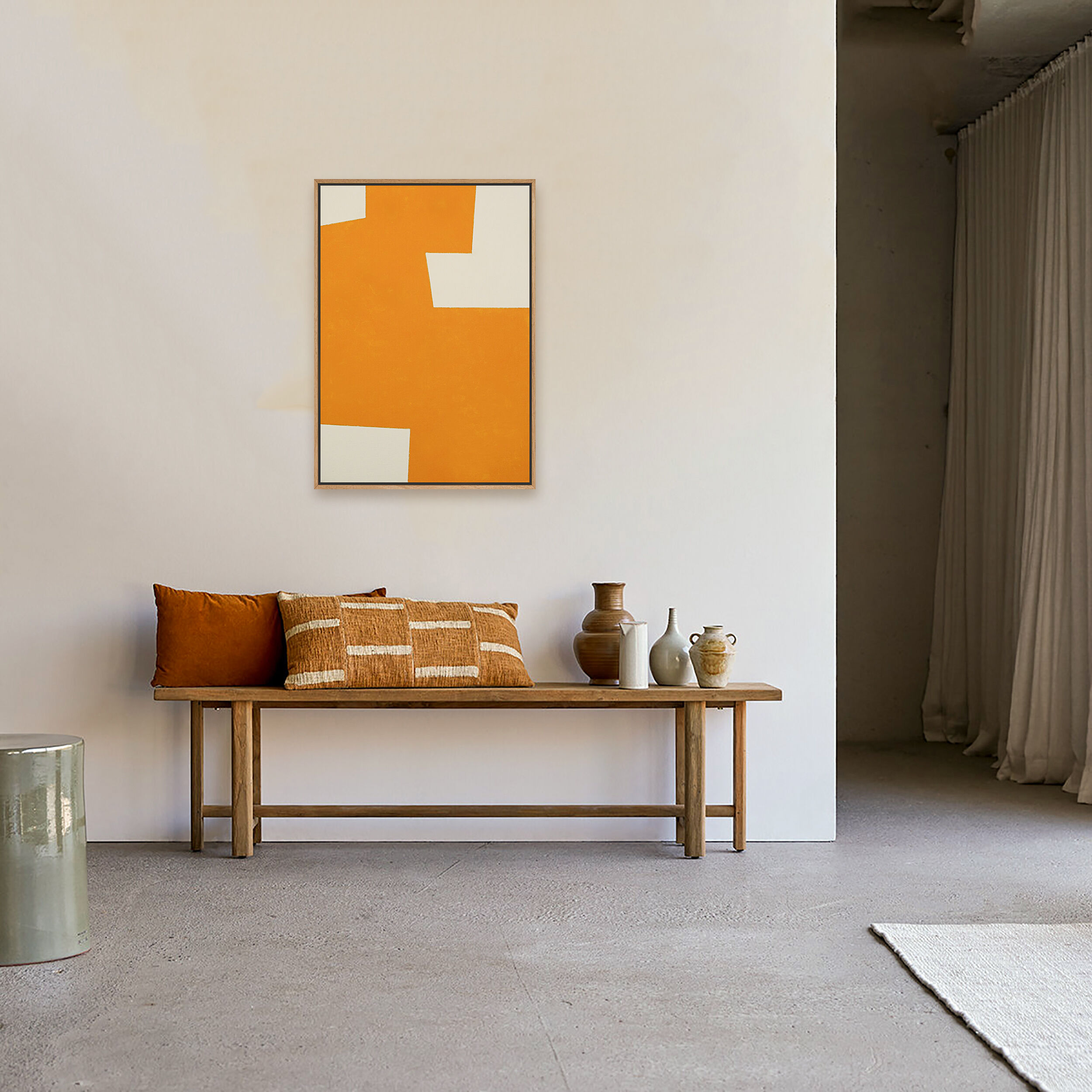 Original abstract painting, Yellow shape Y01