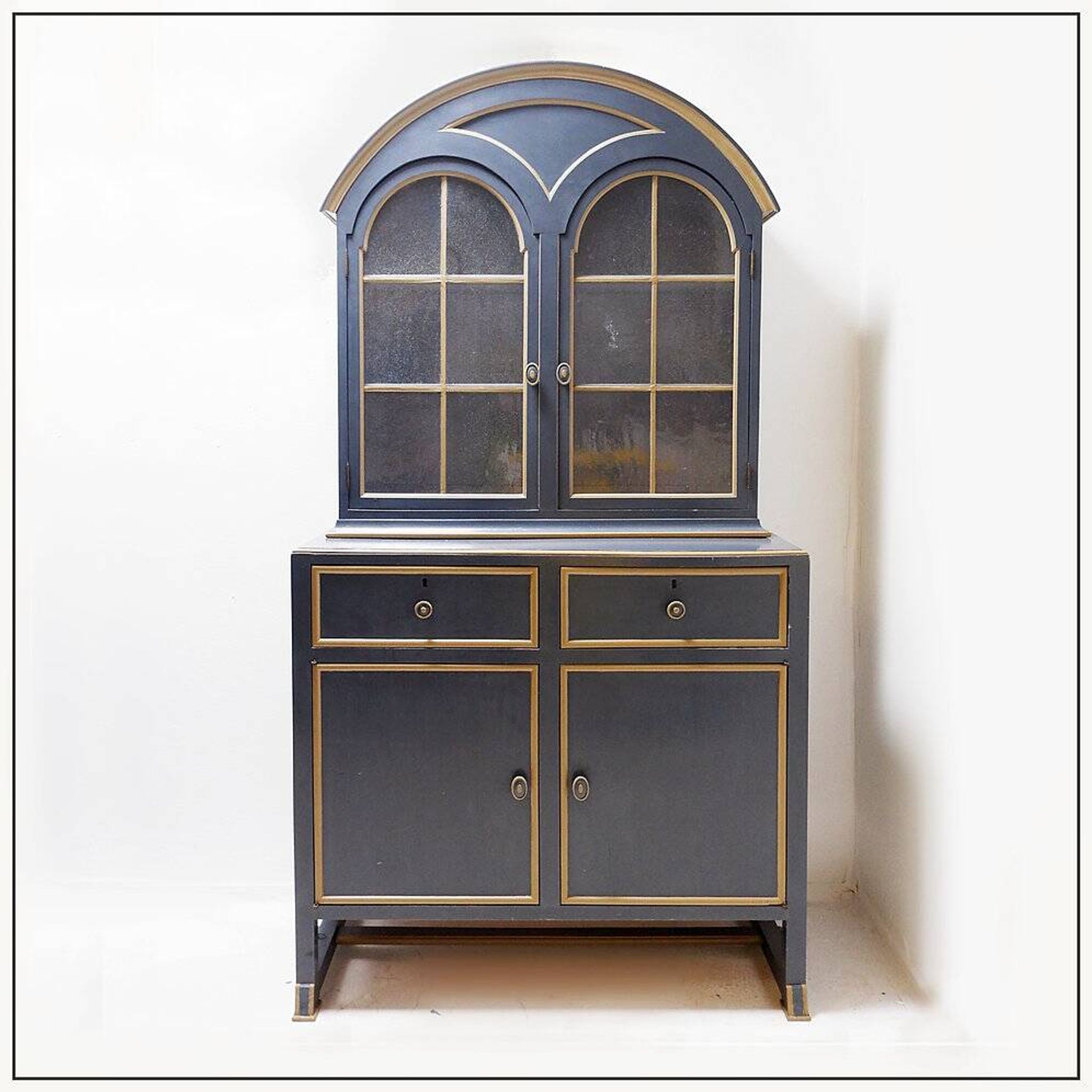 Double-bodied lacquered grey wooden sideboard - one pair available (B)