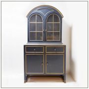Double-bodied lacquered grey wooden sideboard - one pair available (B)