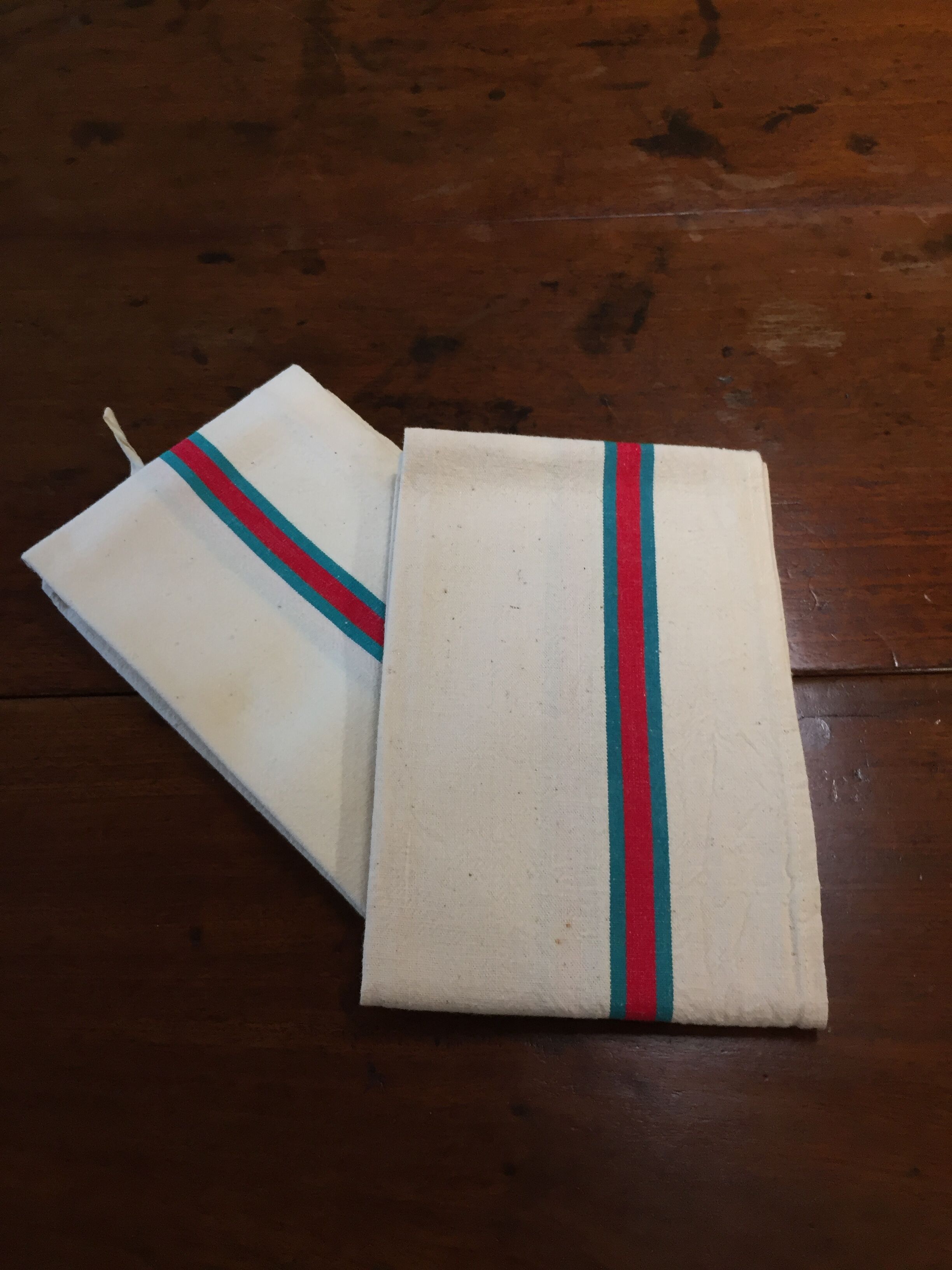 Lot of 2 métis striped dishcloths