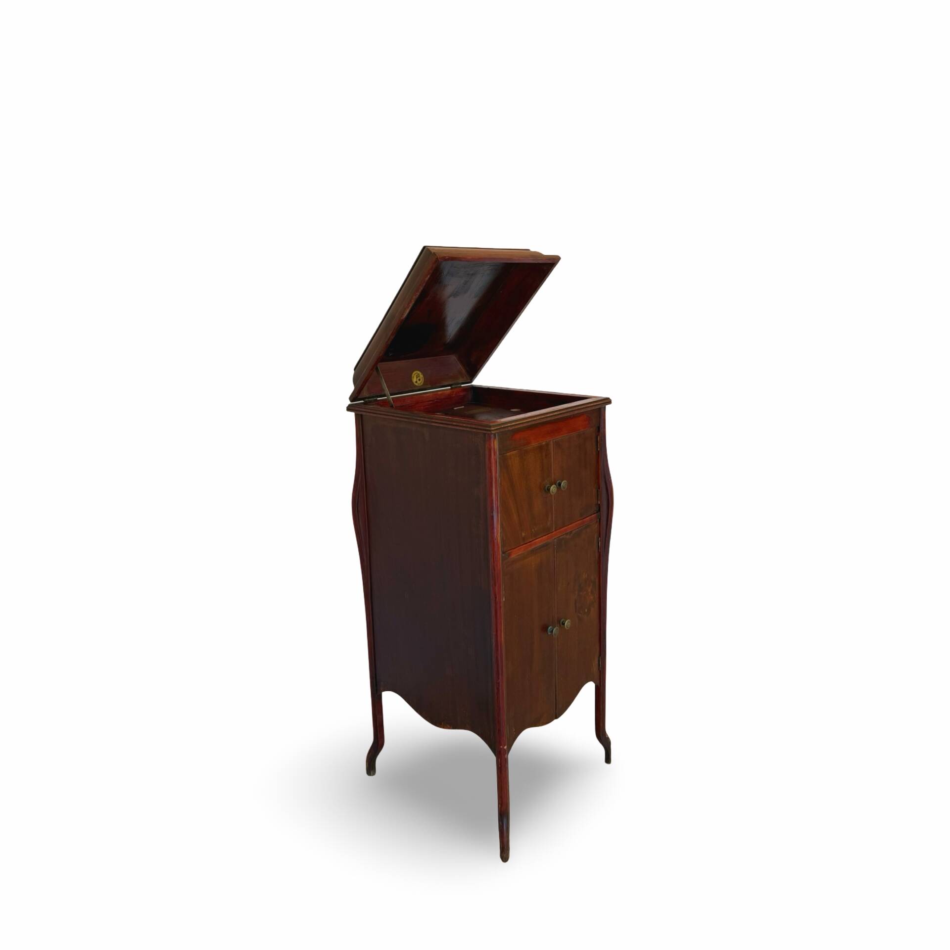Italian floor-model upright phonograph cabinet, 1900s