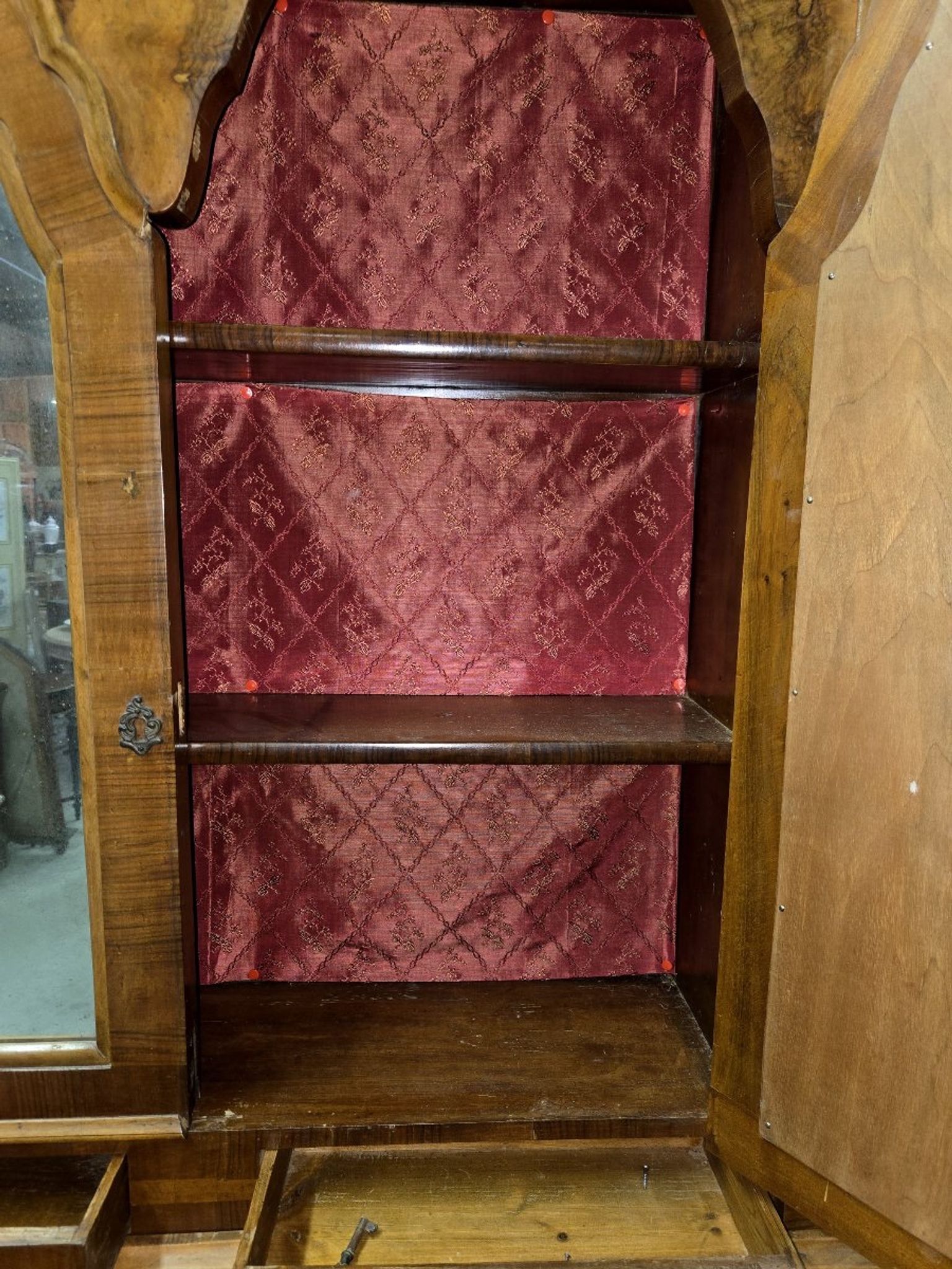 Venetian style Louis XV scriban secretary in marquetry walnut.