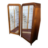 Pair of rounded mirrored wardrobes