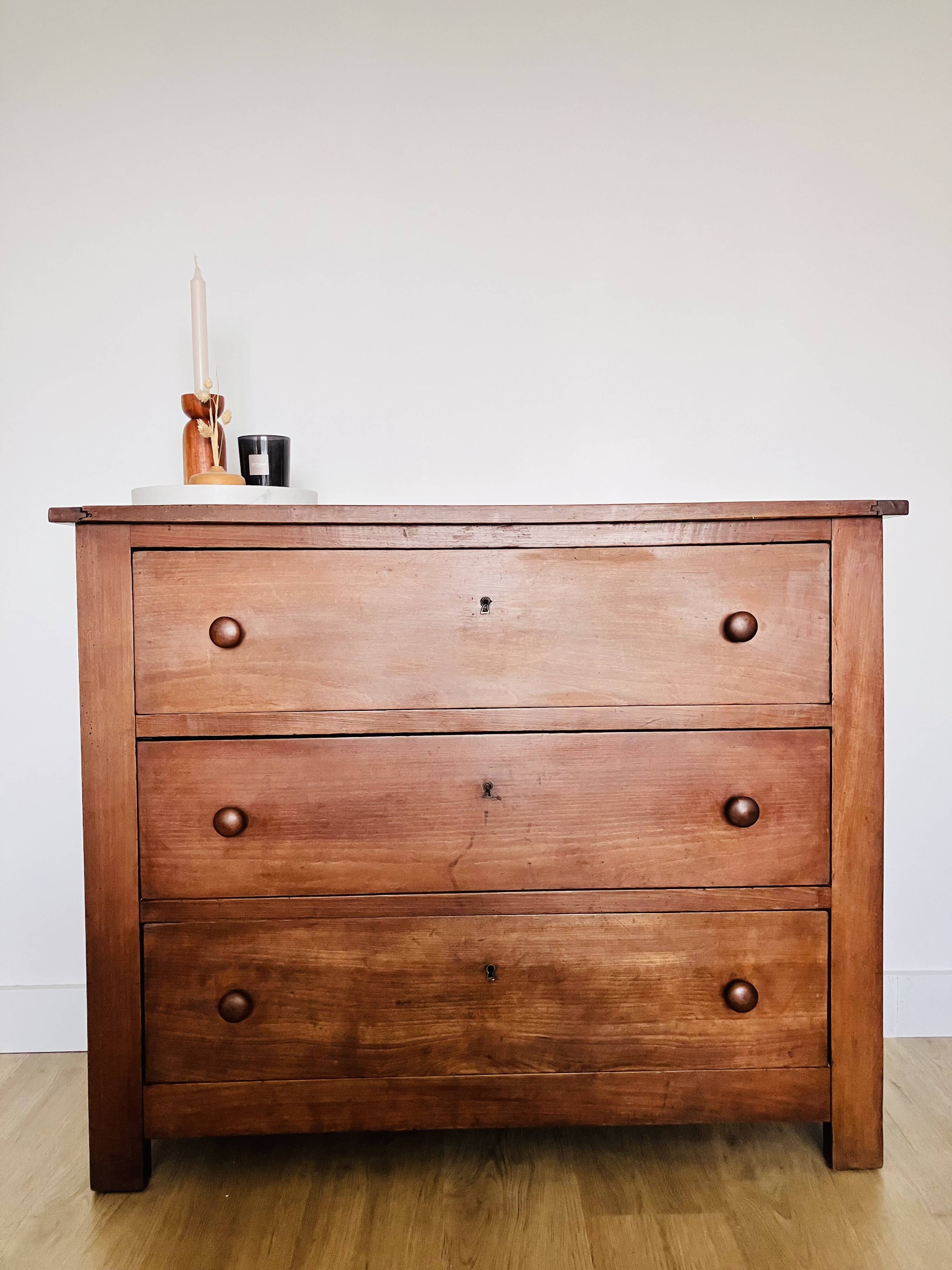 Antique solid wood chest of drawers