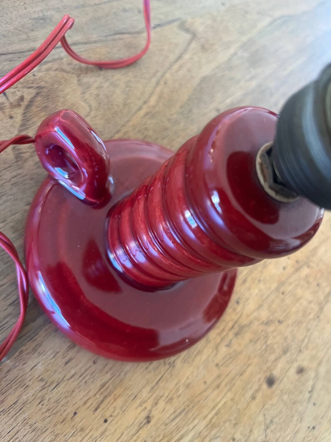 Burgundy ceramic lamp base