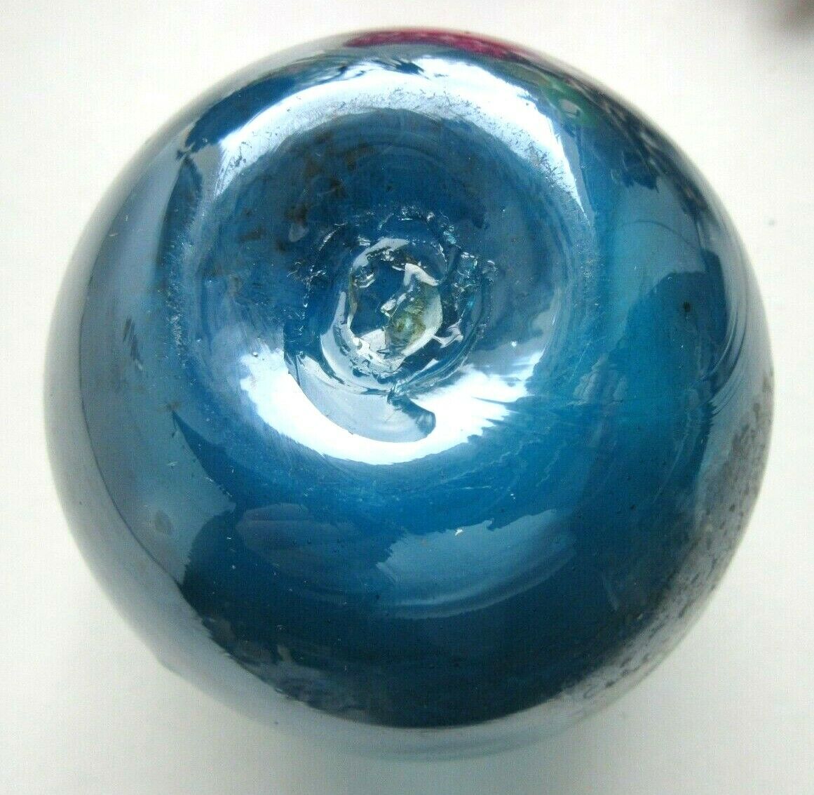 Small Art Deco pitcher, iridescent blue glass