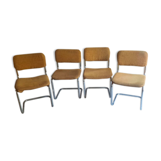 Lot de 4 chaises tubulaire chromé vintage