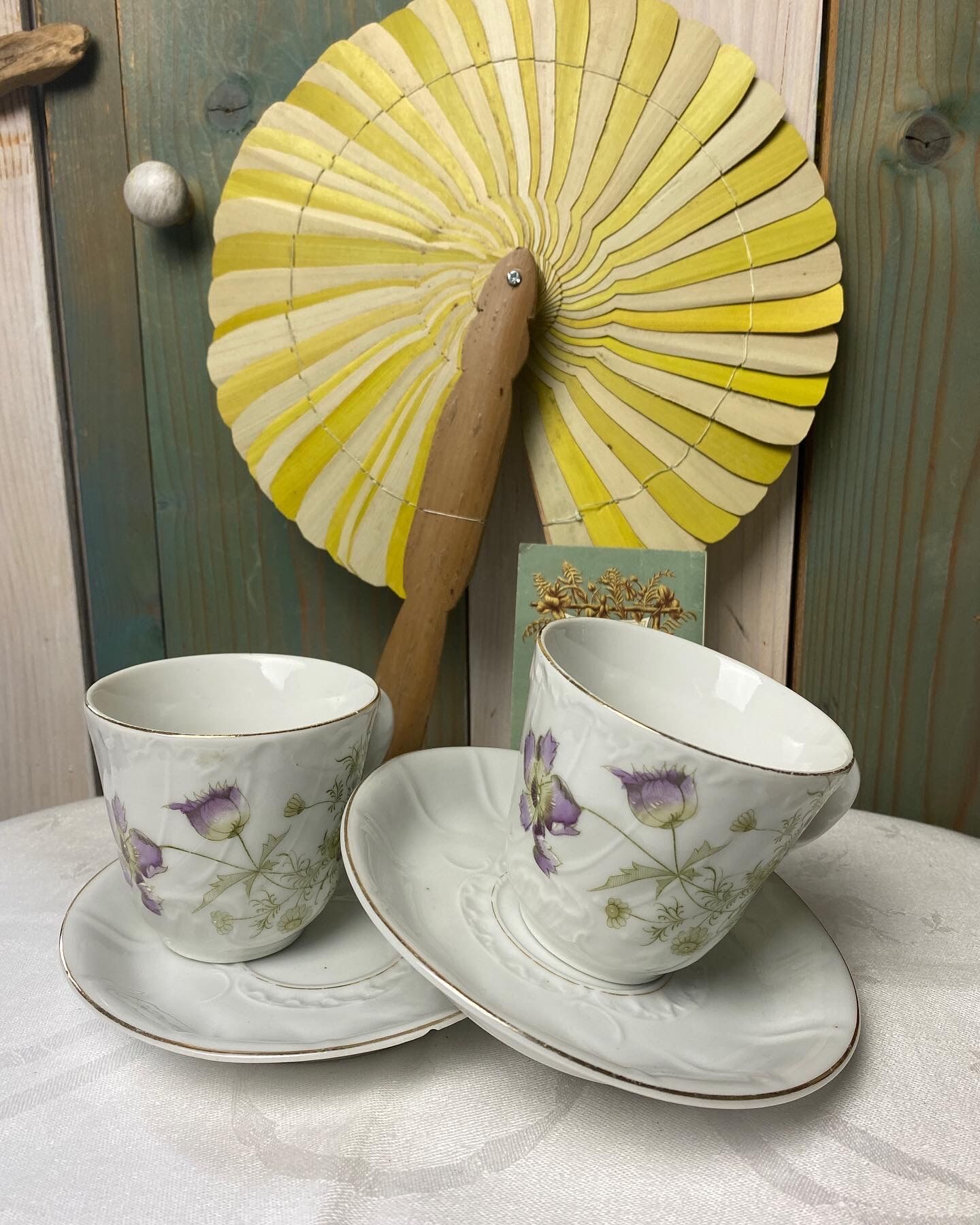 Duo of antique coffee cups
