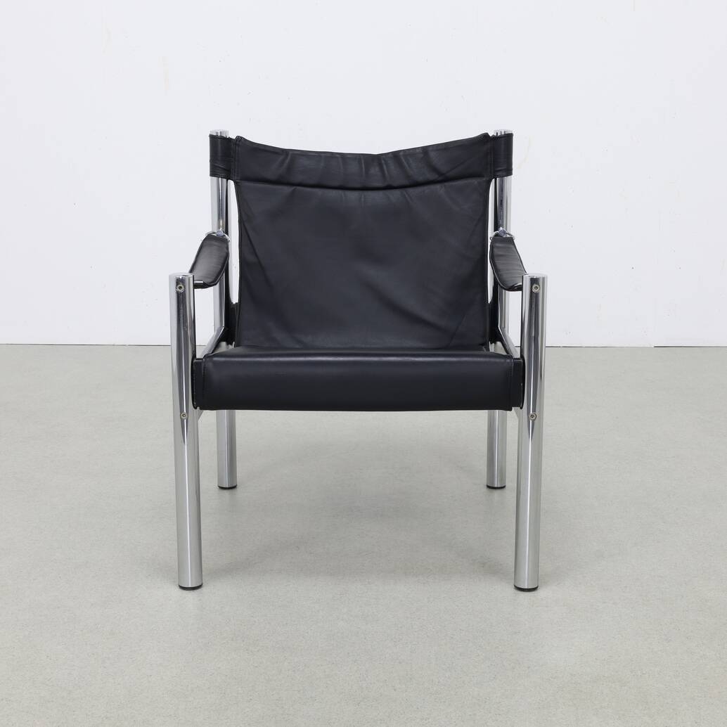 Lounge Chair in Leather and Chrome by Johanson Design Sweden, 1970s