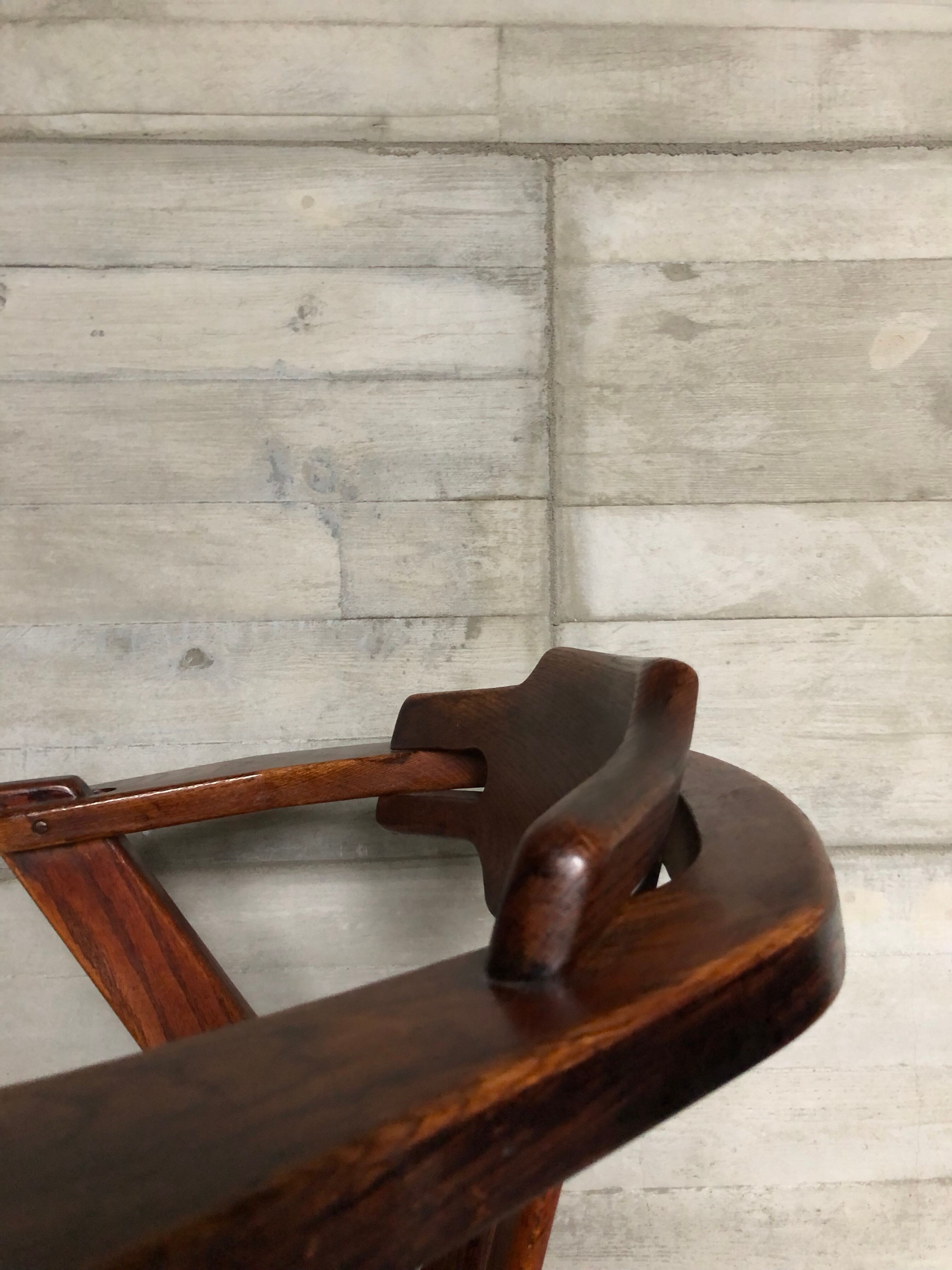 Set of 4 brutalist dutch oak chairs