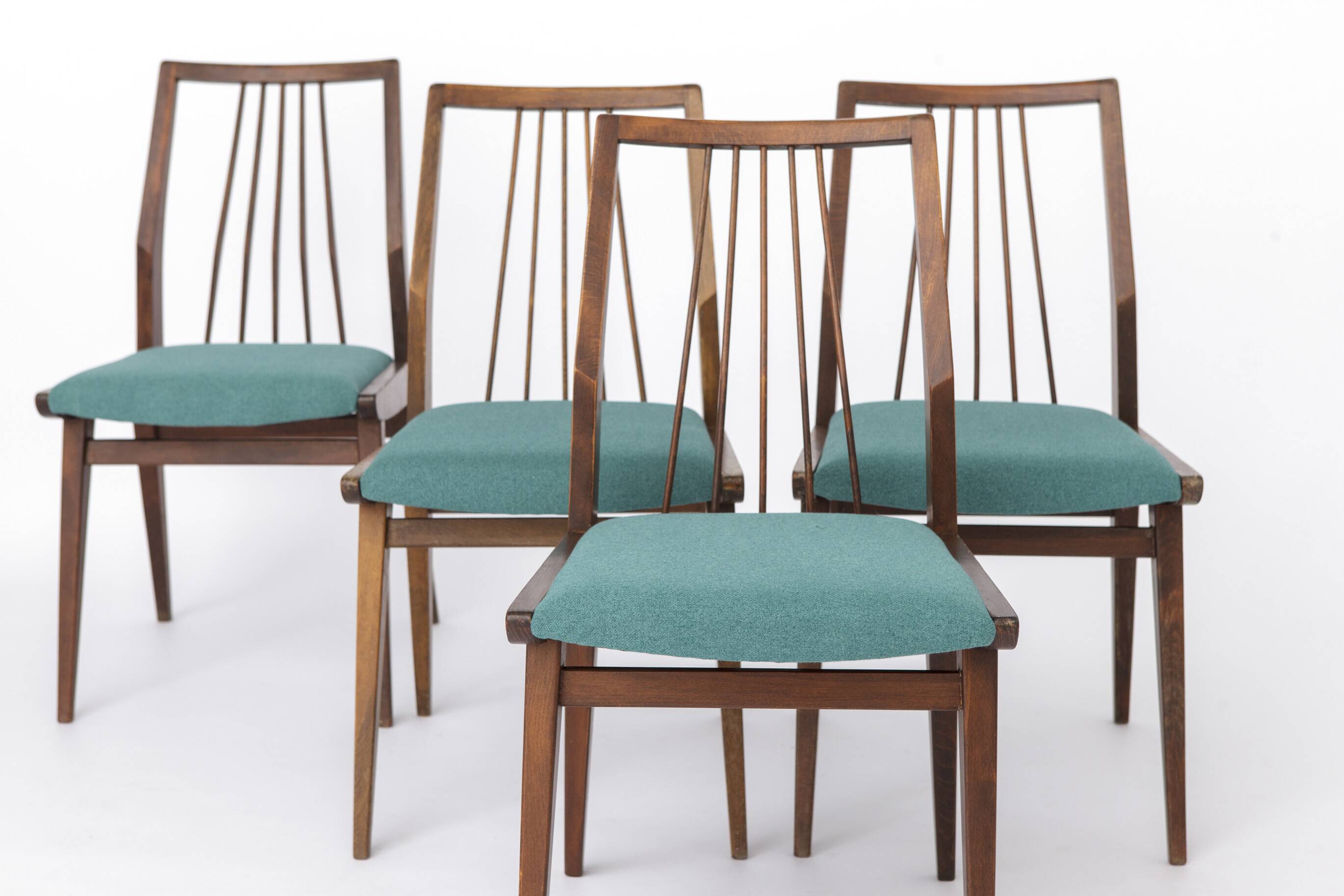 Ensemble de 4 chaises de salle à manger Casala, Allemagne années 1960, chaises en hêtre de style mid-century.