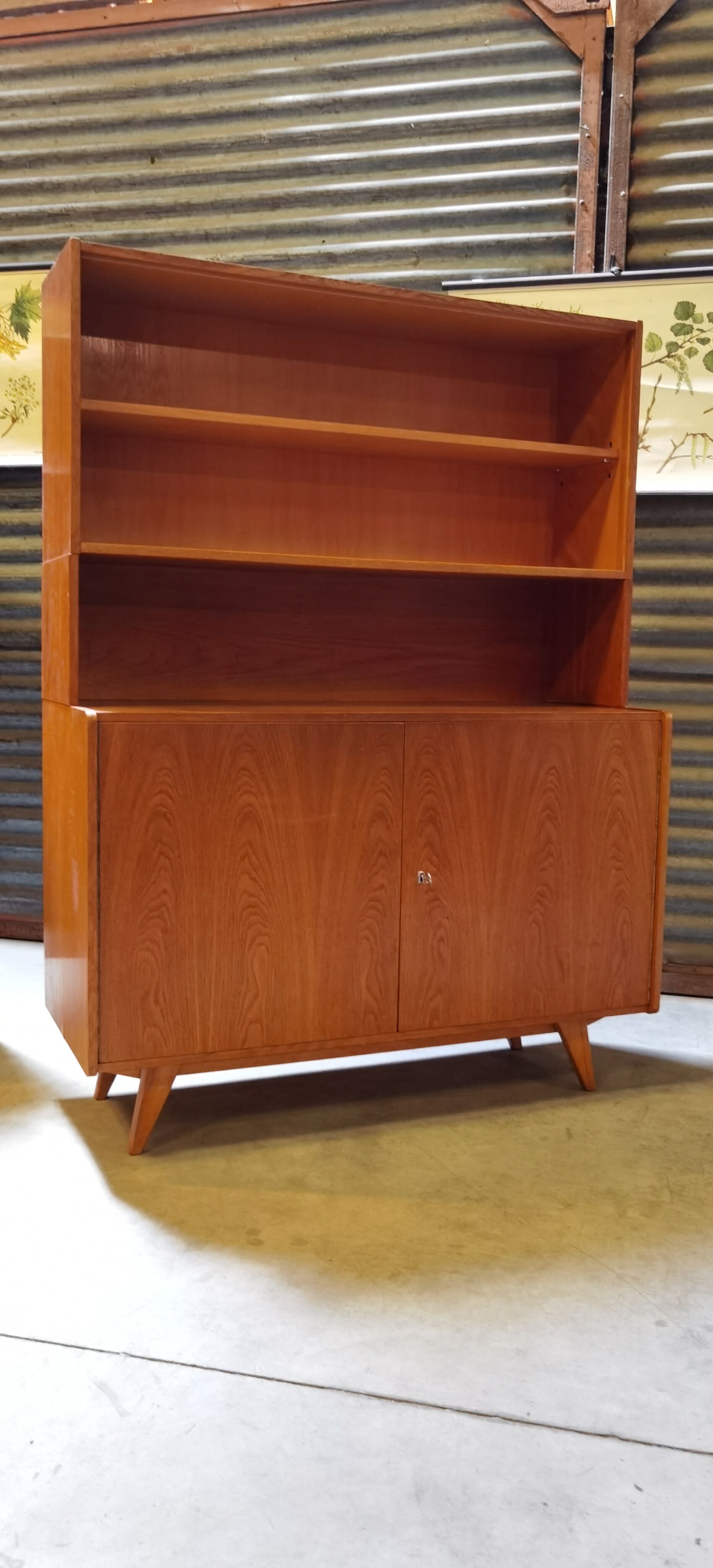 High buffet Biblitheque compass feet U 450 by Jiri Jiroutek for Interier Praha 1960