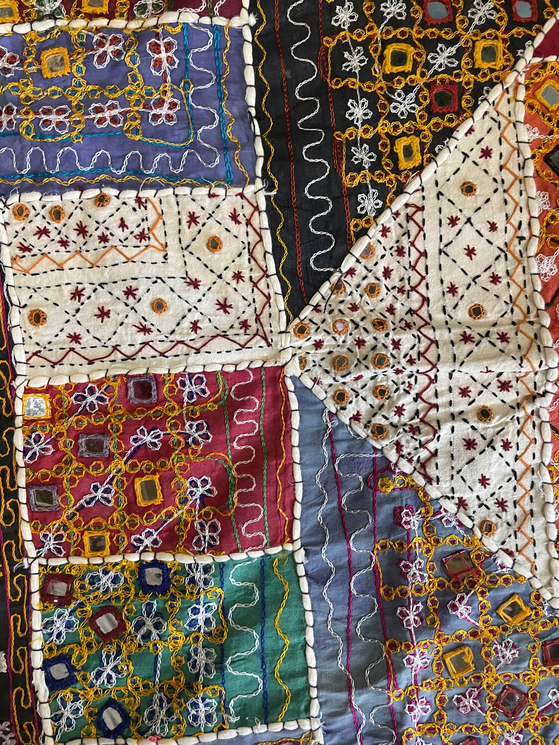 Oriental tablecloth with mirror and embroidery