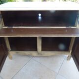 Low cabinet with two doors, a large drawer and its top which lifts up in solid wood