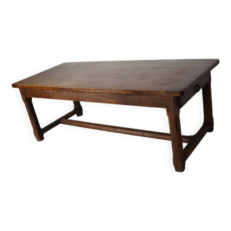 Large Vintage French Rustic Farmhouse Cherry Dining Table, 1950s