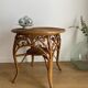 VINTAGE RATTAN SIDE TABLE PEACOCK PATTERN
