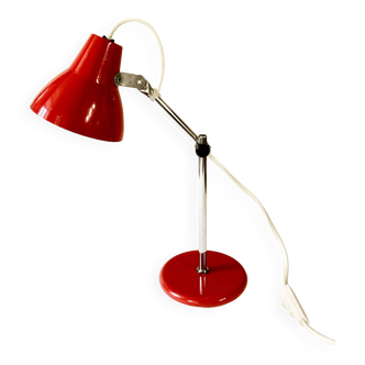 Lampe de bureau en métal rouge et argenté, années 1970-1980