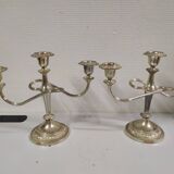 Set of 2 silver metal candlesticks