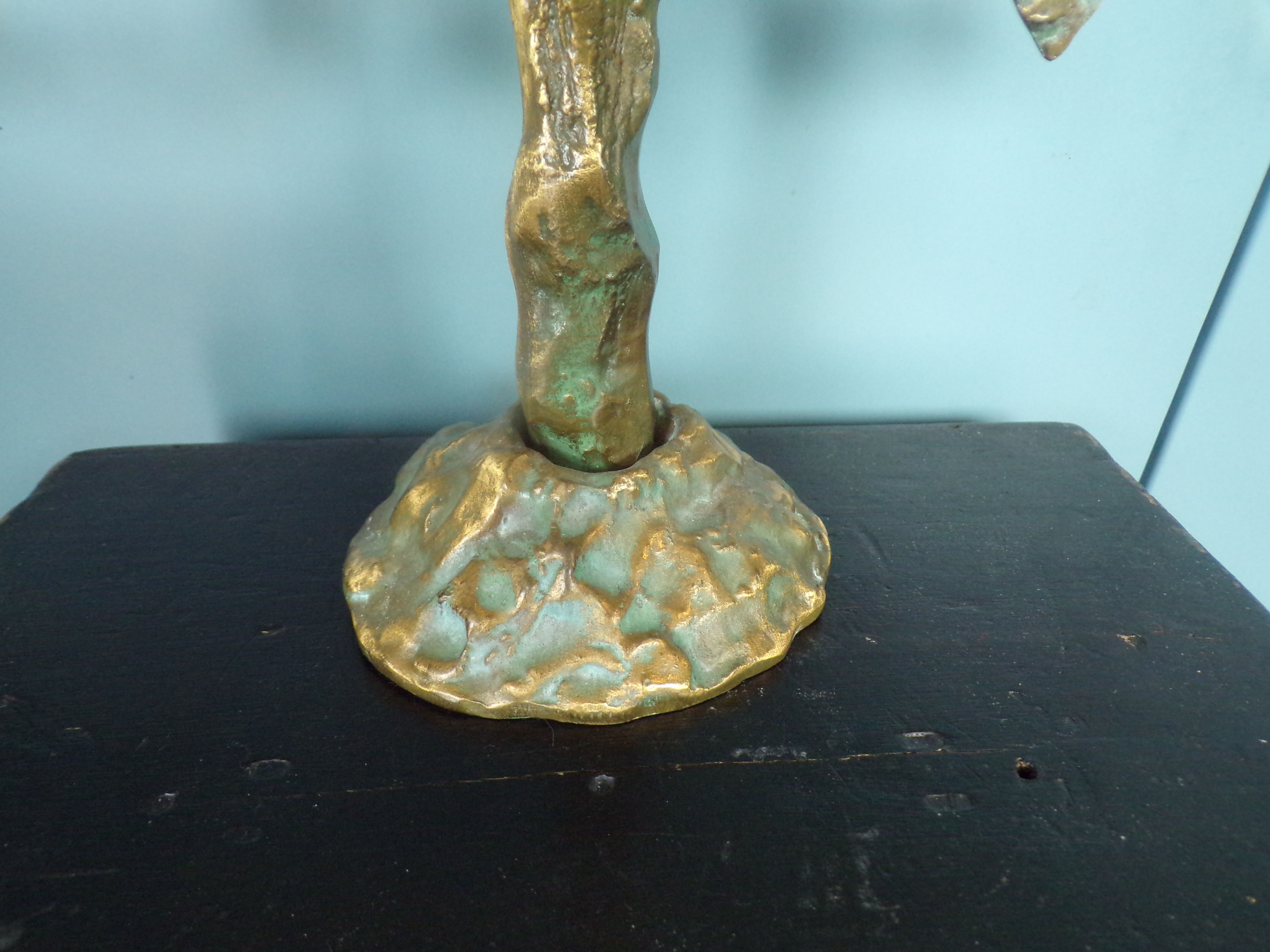 Brutalist bronze tree lamp