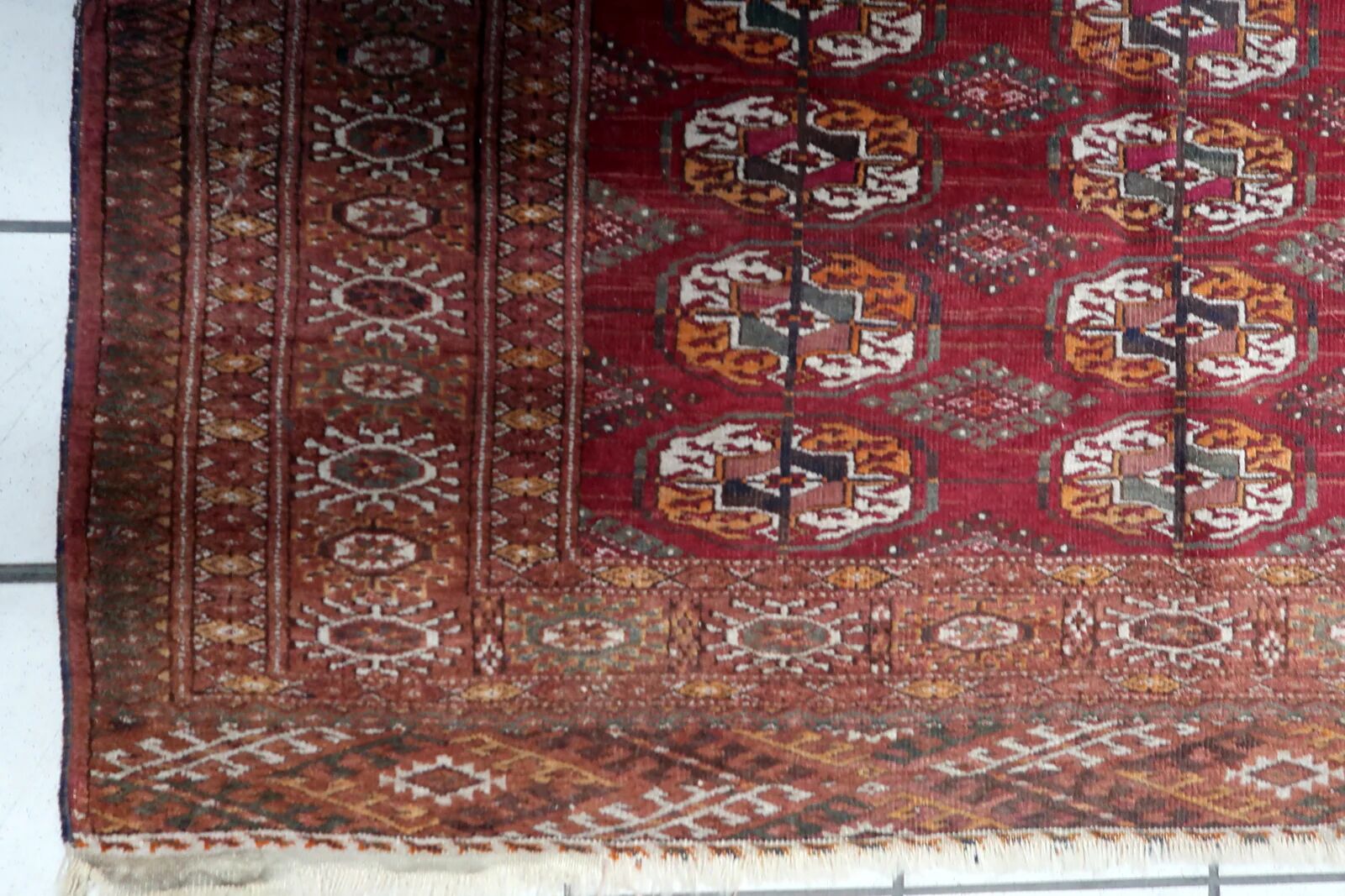 Tapis vintage ouzbek Boukhara fait main 128 cm x 183 cm années 1920
