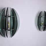 Pair of Veca wall lamps, two-tone murano glass, Italy, 1960