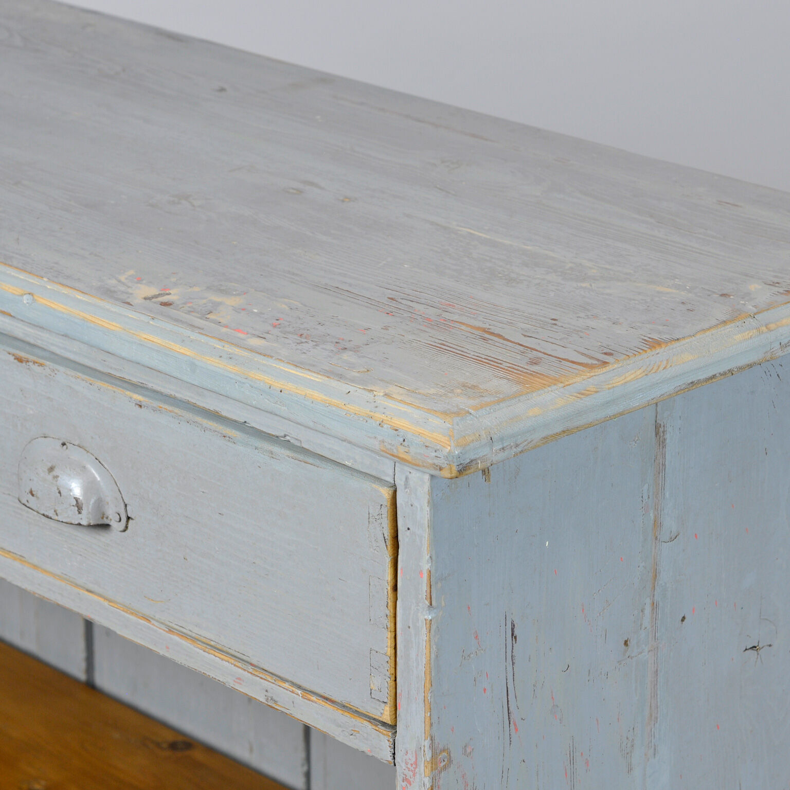 Antique french pine shop counter, 1930