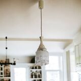 Small mid century clear glass hanging lamp