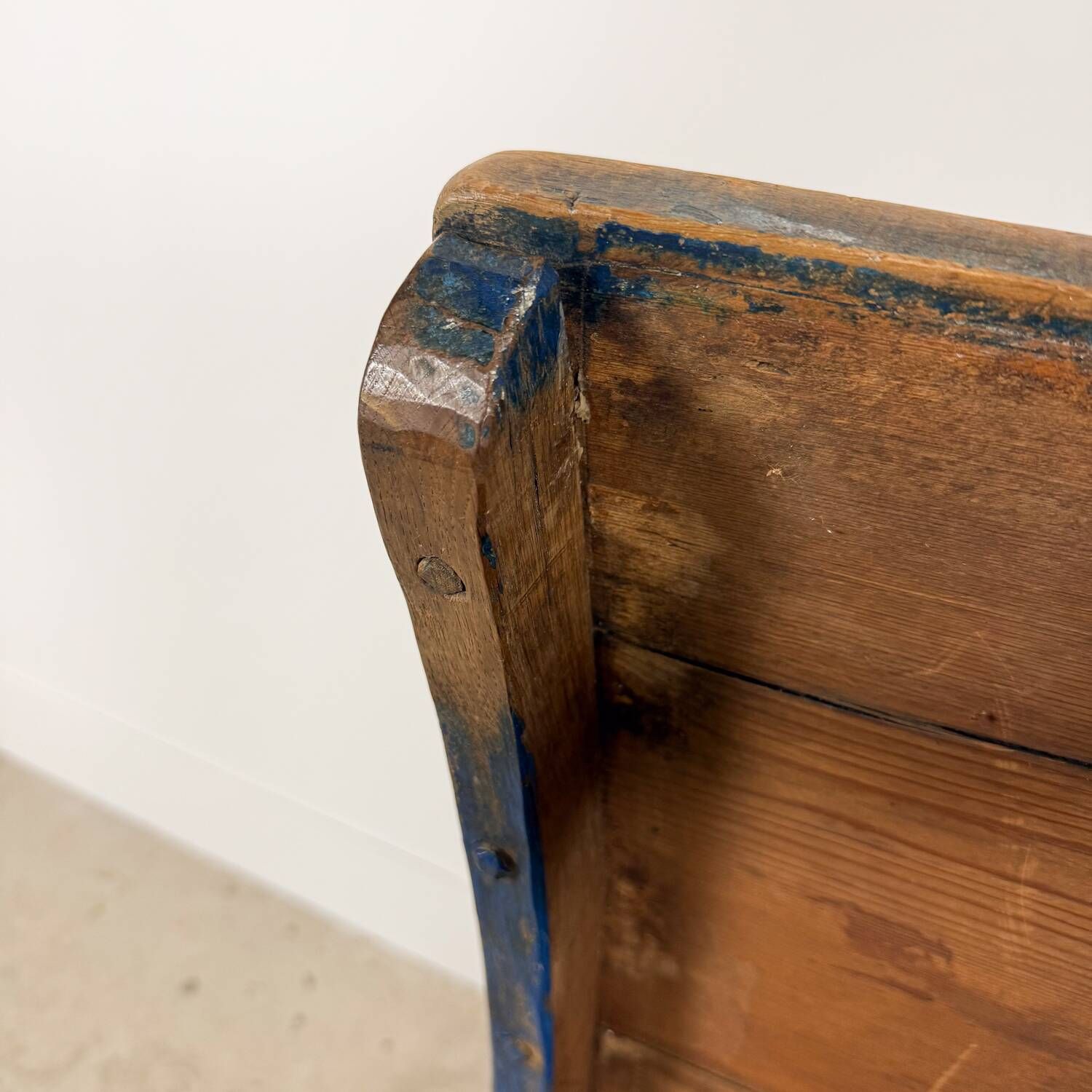 Antique Blue Painted Wooden Chest – Dated 1871