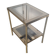 Double tray side table in brass and smoked glass.