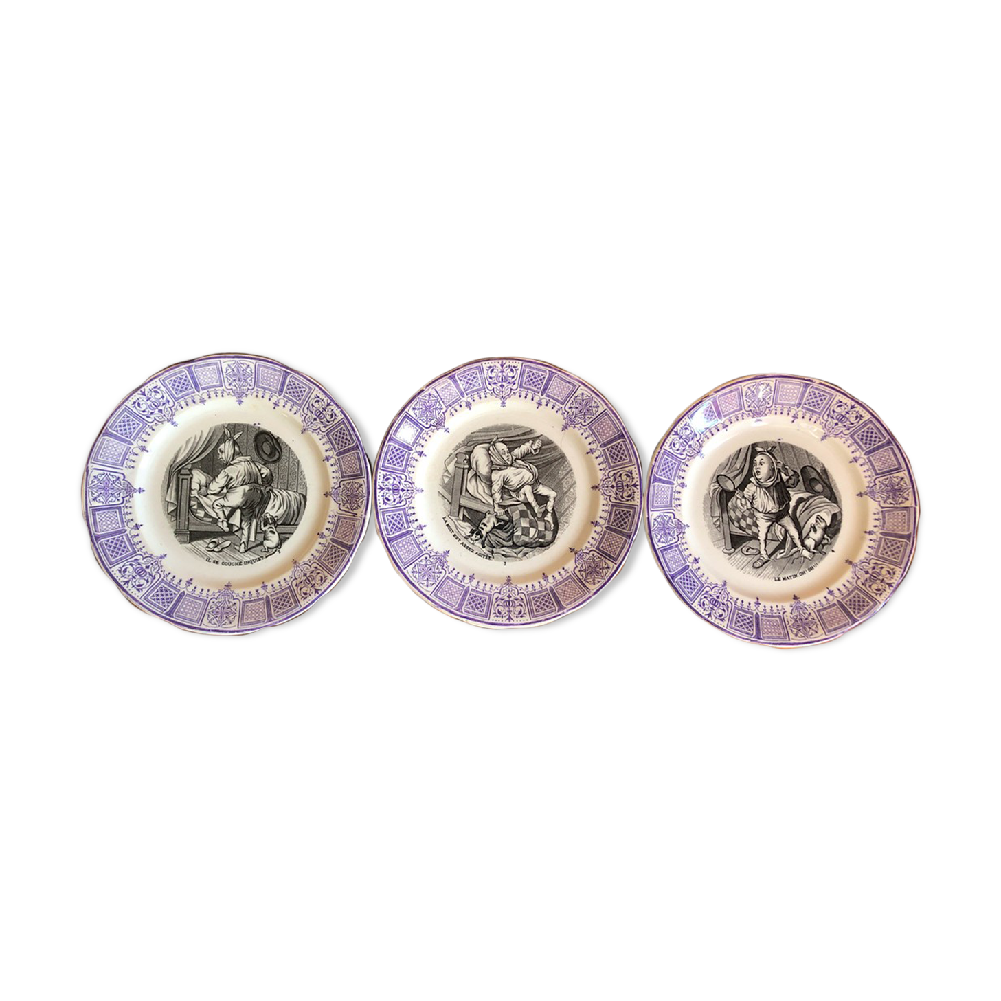 Lot of three plates Sarreguemines