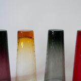 set of 4 colored and textured Long Drink glasses Design 1970