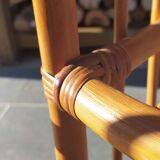 Pair of vintage bedsides in rattan and bamboo