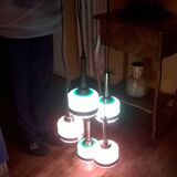 Suspension en verre de Murano vert et blanc de Vistosi Italie 1960