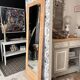 Vintage Art Deco bevelled wardrobe door, solid oak, Azalée.
