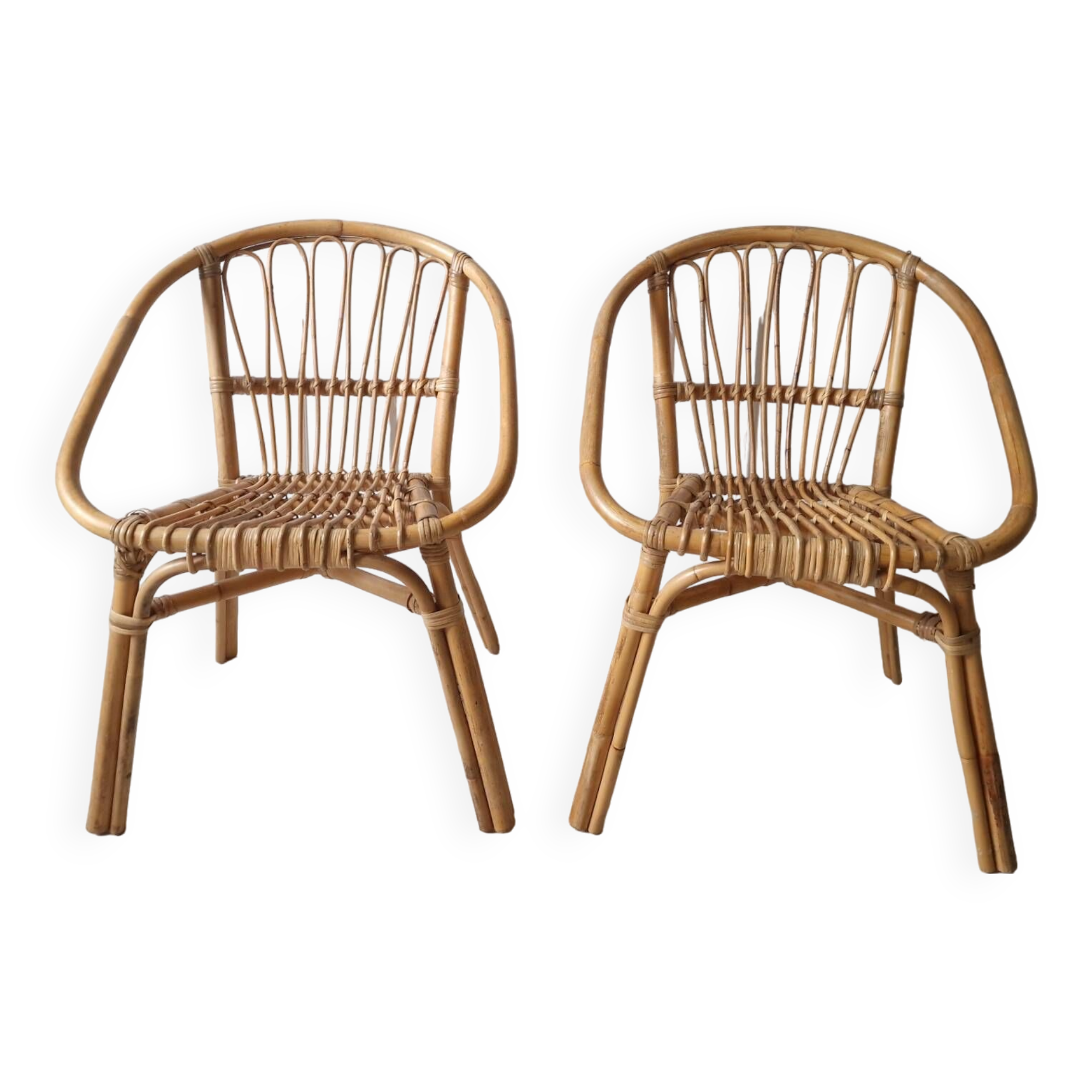 Pair of rattan armchairs