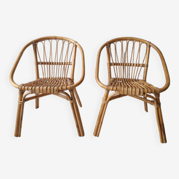 Pair of rattan armchairs