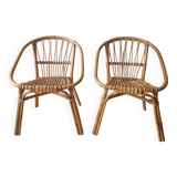Paire de fauteuils en rotin