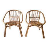 Pair of rattan armchairs