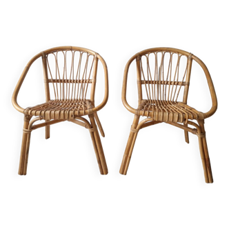 Pair of rattan armchairs