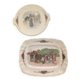 Lot deux plats en Faïence d'0bernai signés Henri Loux