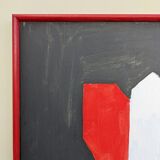 Peinture à l’huile abstraite suédoise vintage du milieu du siècle, encadrée