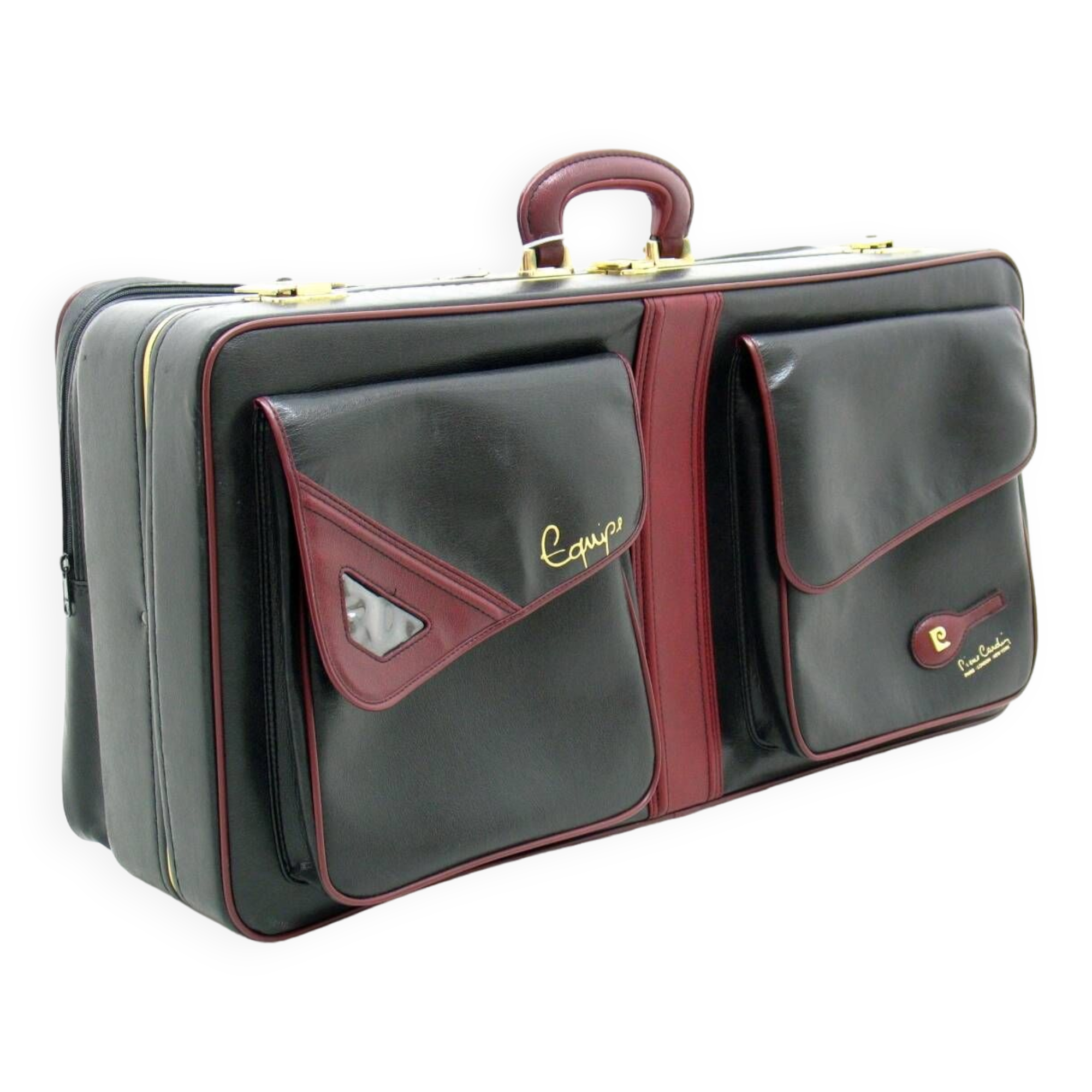 Sac De Soirée Vintage Pierre Cardin - Soie Noire Et Perles, Marbré Marron - Occasion En Superbe état