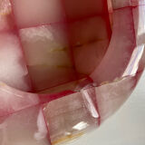 Ashtray with pink and white onyx checkerboard