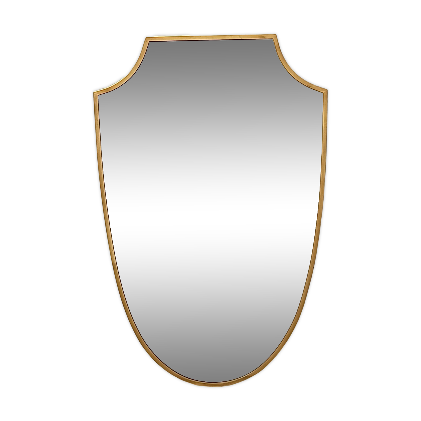 Vintage Brass Shield Shaped Wall Mirror, Italy