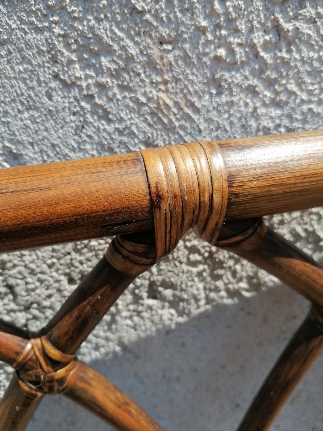 Headboard rattan 2 places vintage 154 x 106 cm.
