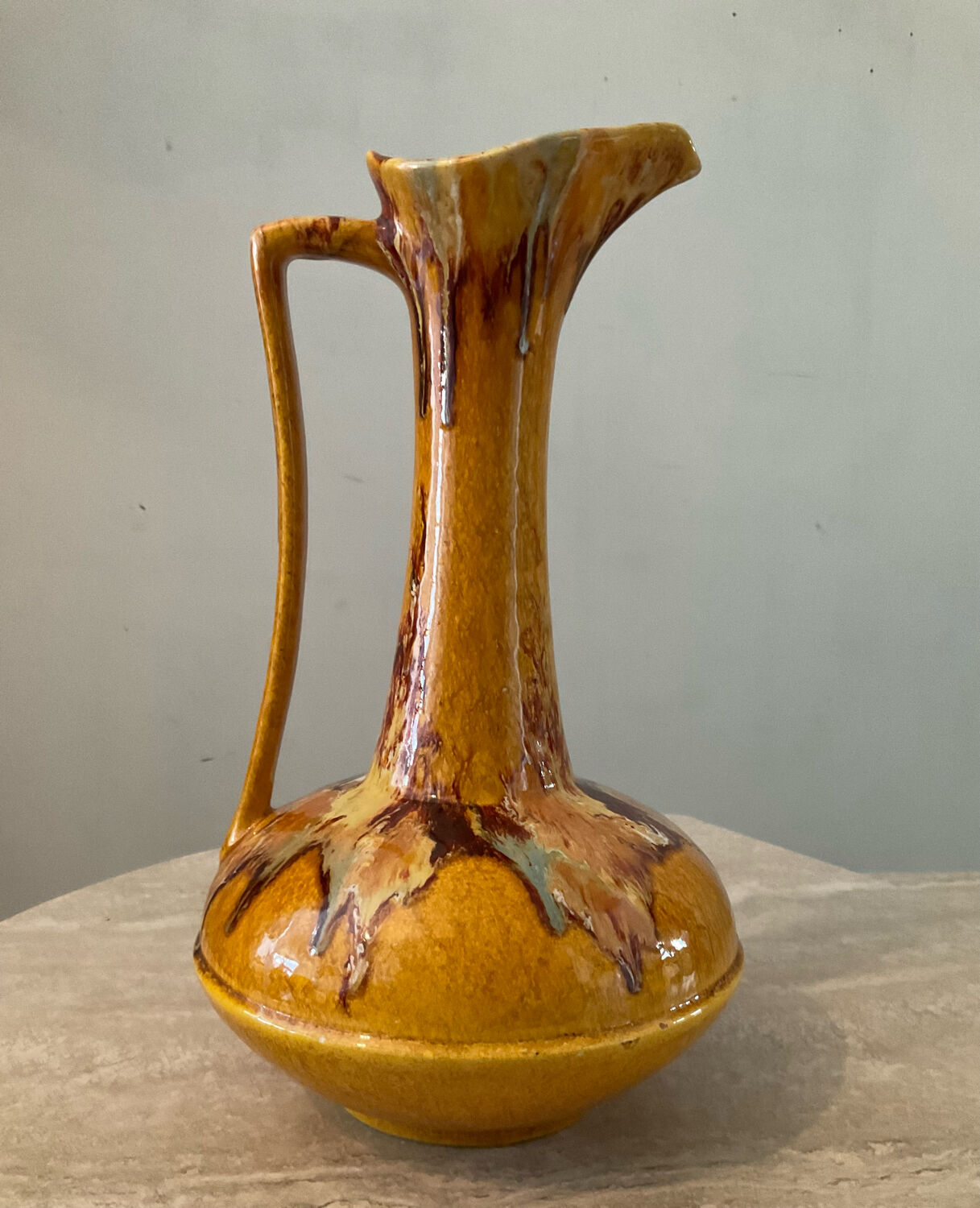 Vintage jug vase in glazed ceramic