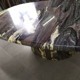 Ancient Oval Marble Coffee Table in Black Granite White Oval