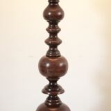 Turned wooden floor lamp