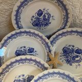 Set of 5 flat ironstone plates stamped Laveno